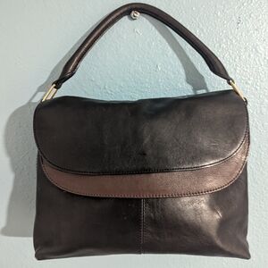 Halogen Elegant Black and Brown Leather Women's Bag
